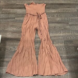 Love Tree Strapless Jumpsuit in Terracotta
